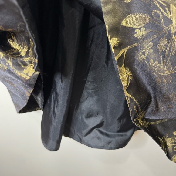 Carmen Marc Valvo Collection Black Gold Silk Blend Floral Full Maxi Skirt Formal - Picture 7 of 12
